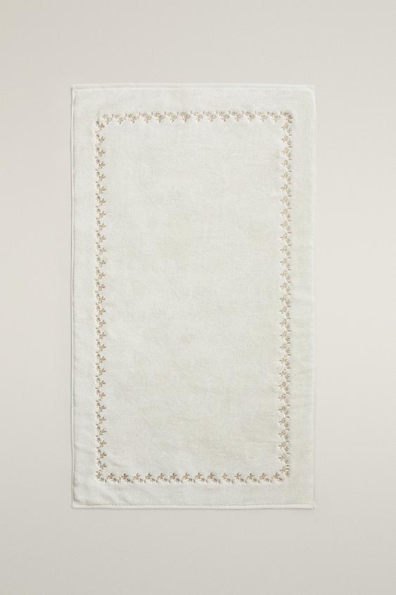 BATH MAT WITH PLANT EMBROIDERY - Golden by Zara - Image 0