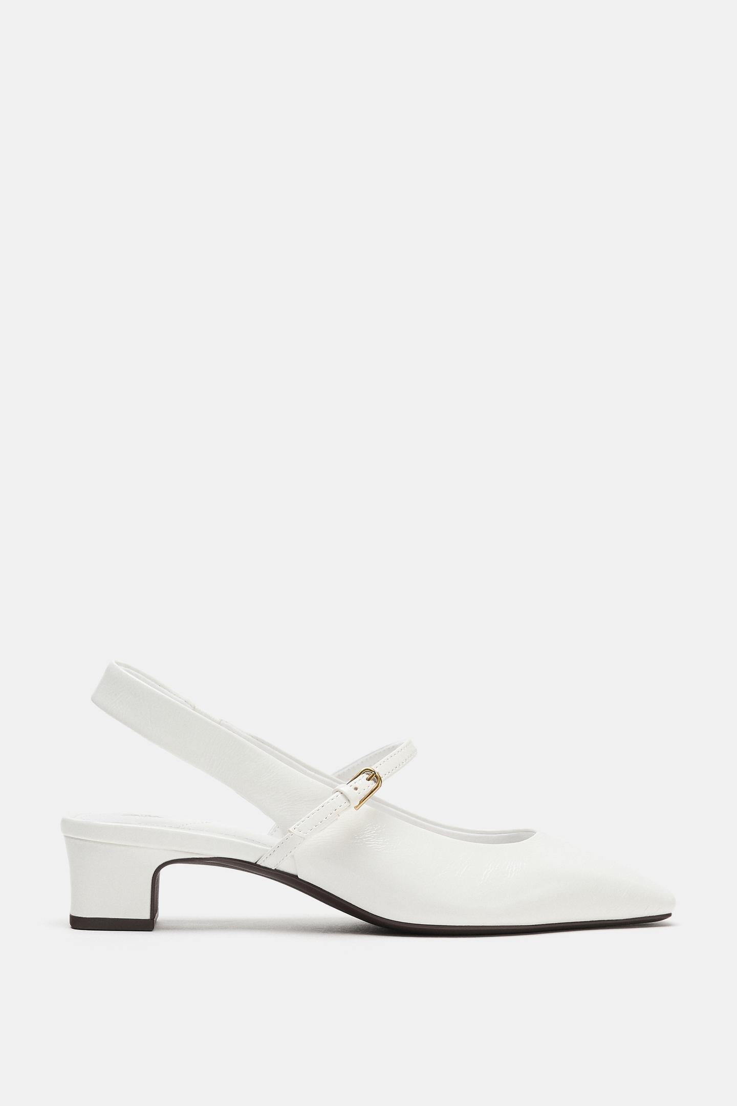 Женские туфли Zara Leather Slingback, цвет: Белый — фото 4