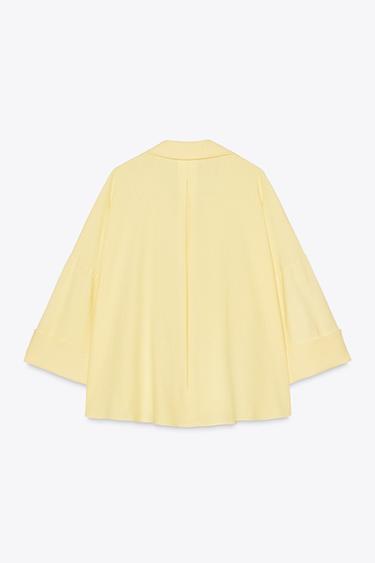 LINEN BLEND WIDE SLEEVE SHIRT - Yellow by Zara - Image 5