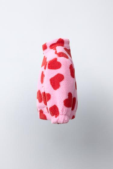BLOUSON EFFET MOUTON IMPRIMÉ CŒURS - Rose de Zara - Image 2