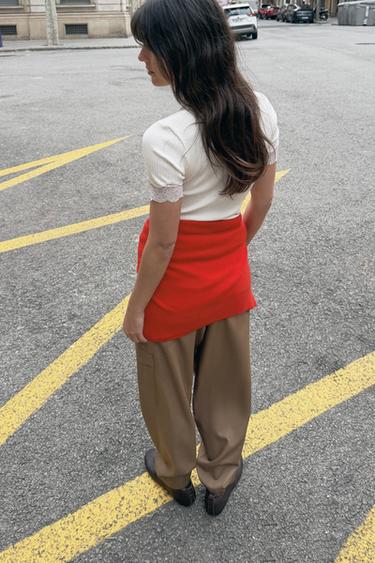 RIBBED LACE T-SHIRT - White by Zara - Image 2