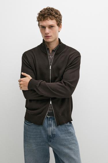 Zara 100% cotton knit cardigan - Brown marl