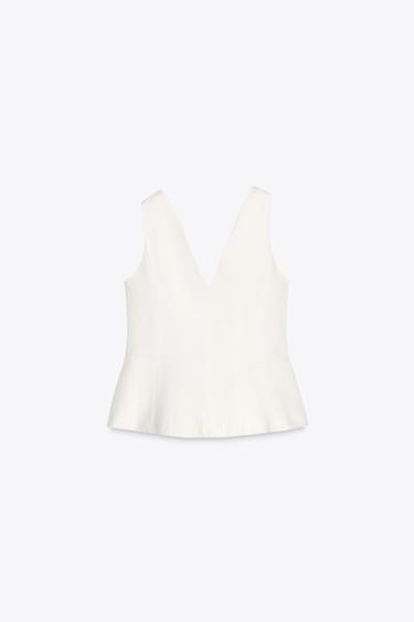 ZW COLLECTION LINEN BLEND VOLUME WAISTCOAT - Ecru by Zara - Image 5