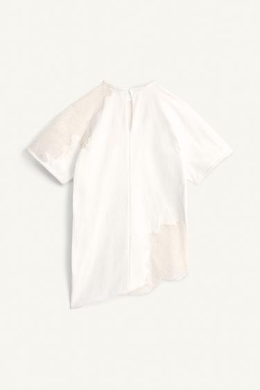 LIMITED EDITION ASYMMETRIC LACE T-SHIRT - Ecru by Zara - Image 5