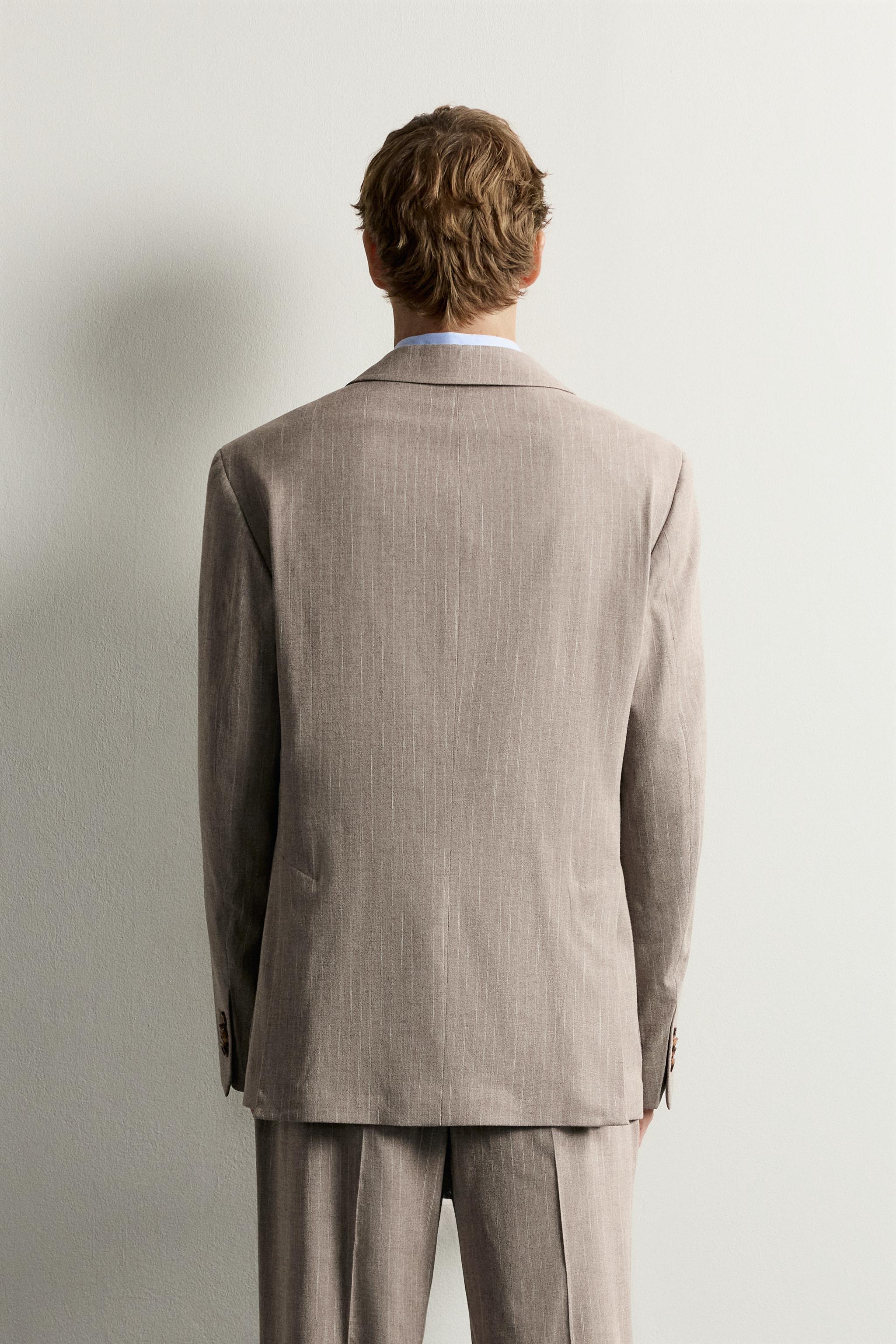 Мужские пиджаки Zara REGULAR FIT DOUBLE-BREASTED PINSTRIPE BLAZER — фото 3