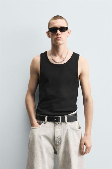 CAMISETA TANK RIB BÁSICA - Negro de Zara
