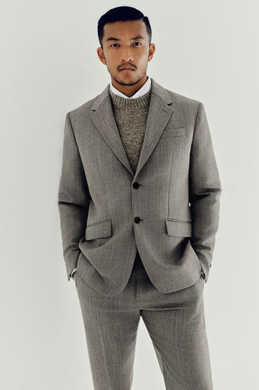 Zara 100% 羊毛西裝外套 - 焦糖色