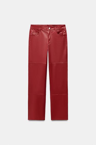 PANTALON 100% CUIR ZW COLLECTION ÉDITION LIMITÉE - Rouge de Zara - Image 4