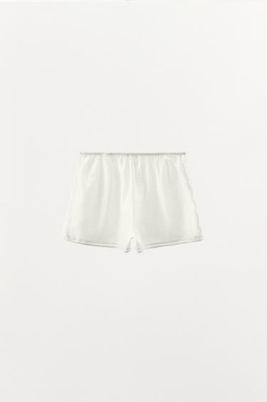 LACE LADDER STITCH SHORTS - Oyster-white by Zara - Image 6