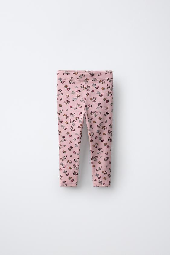 LEGGING RIB ESTAMPADO FLORES - Rosa de Zara - Imagen 0