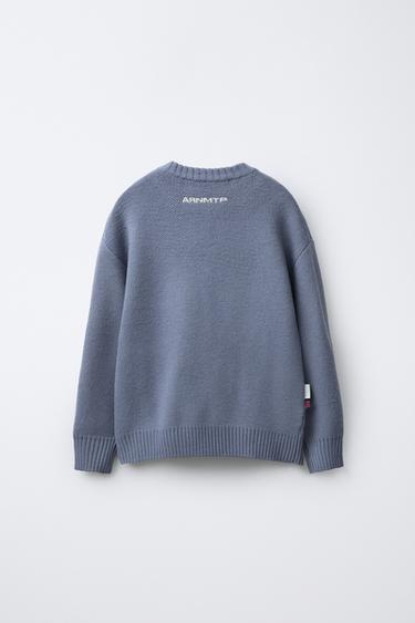 PRINTED SLOGAN KNIT JUMPER - Bluish by Zara