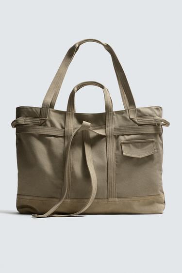TOTE BAG DE ALGODÃO - Branco-osso da Zara