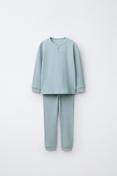 1 1/2-6 YEARS/ PLAIN RIBBED PYJAMAS - Green by Zara