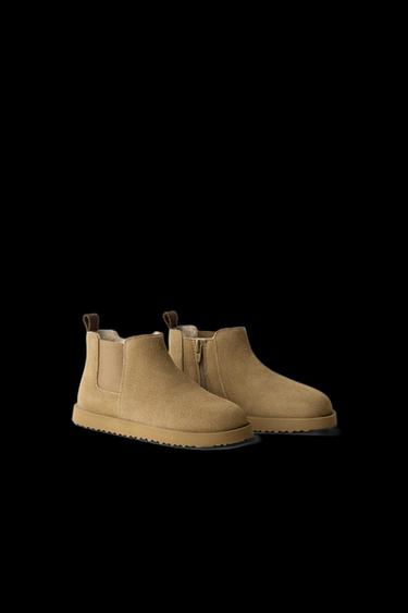 Zara LEATHER ANKLE BOOTS - Sandy Brown