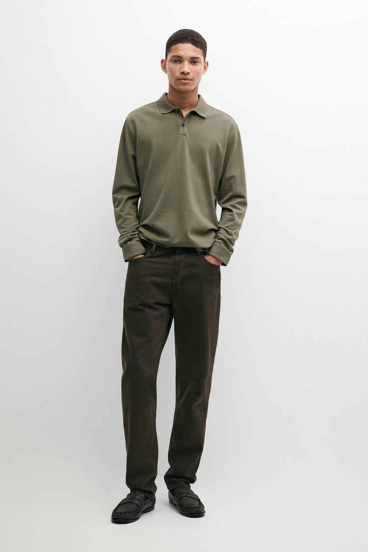 100% cotton micro-textured knit polo shirt — Green