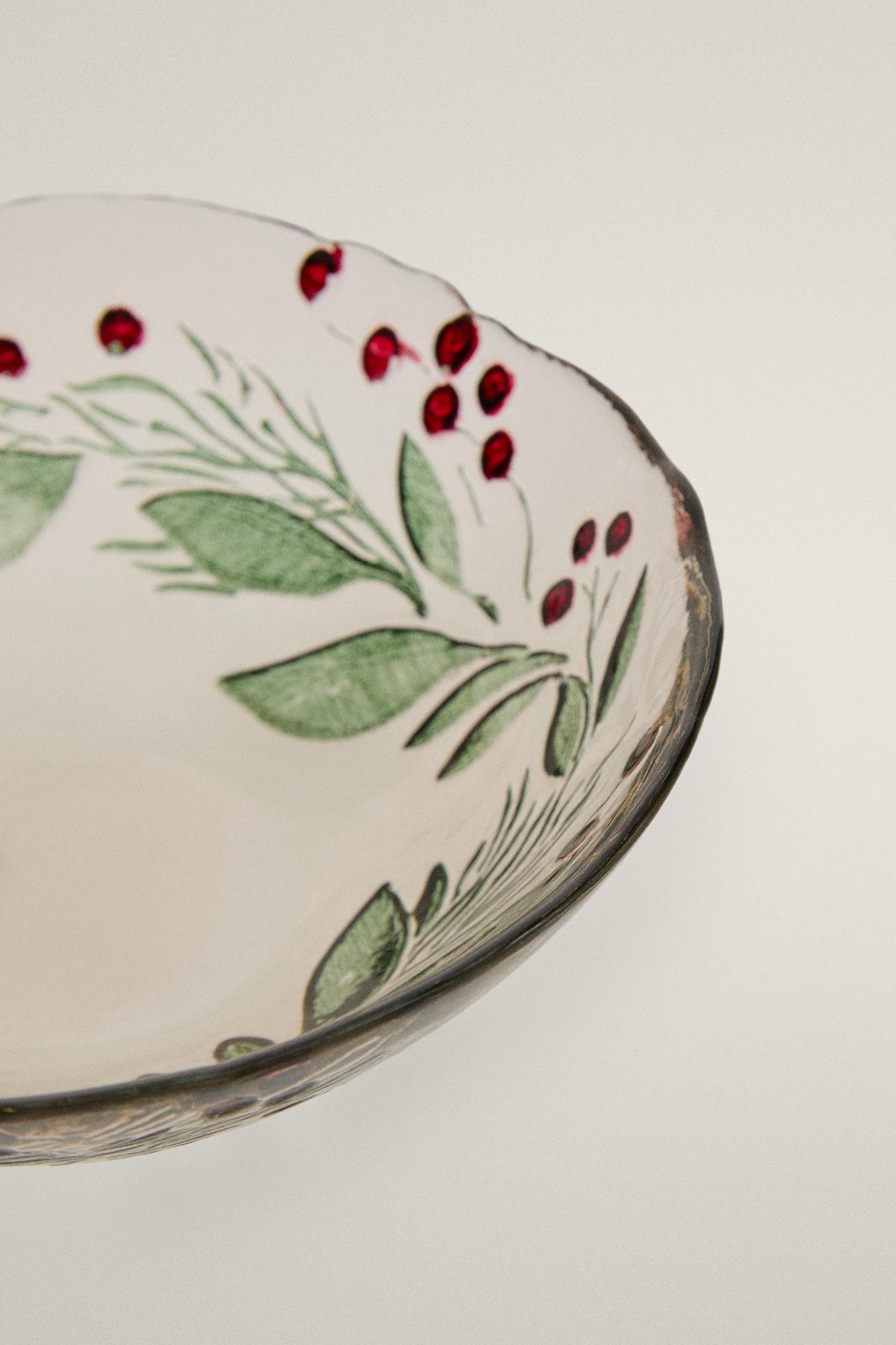 CHRISTMAS GARLAND GLASS BOWL