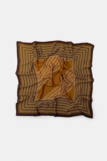 STRIPED PRINTED SCARF - Mustard by Zara