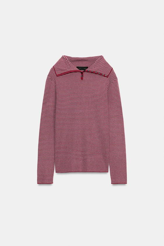 WOOL BLEND HENLEY JUMPER - Red by Zara - Image 0