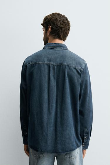 CHEMISE EN DENIM DÉLAVÉ - Bleu de Zara - Image 2