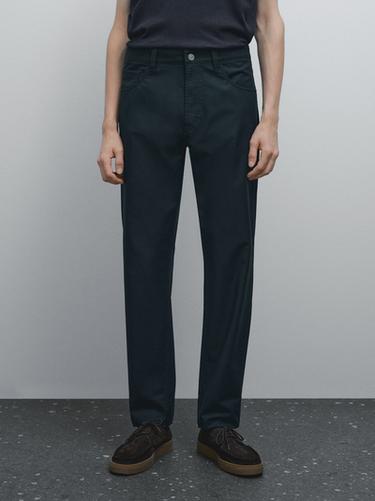 Zara Lightweight tapered fit denim trousers - Navy blue