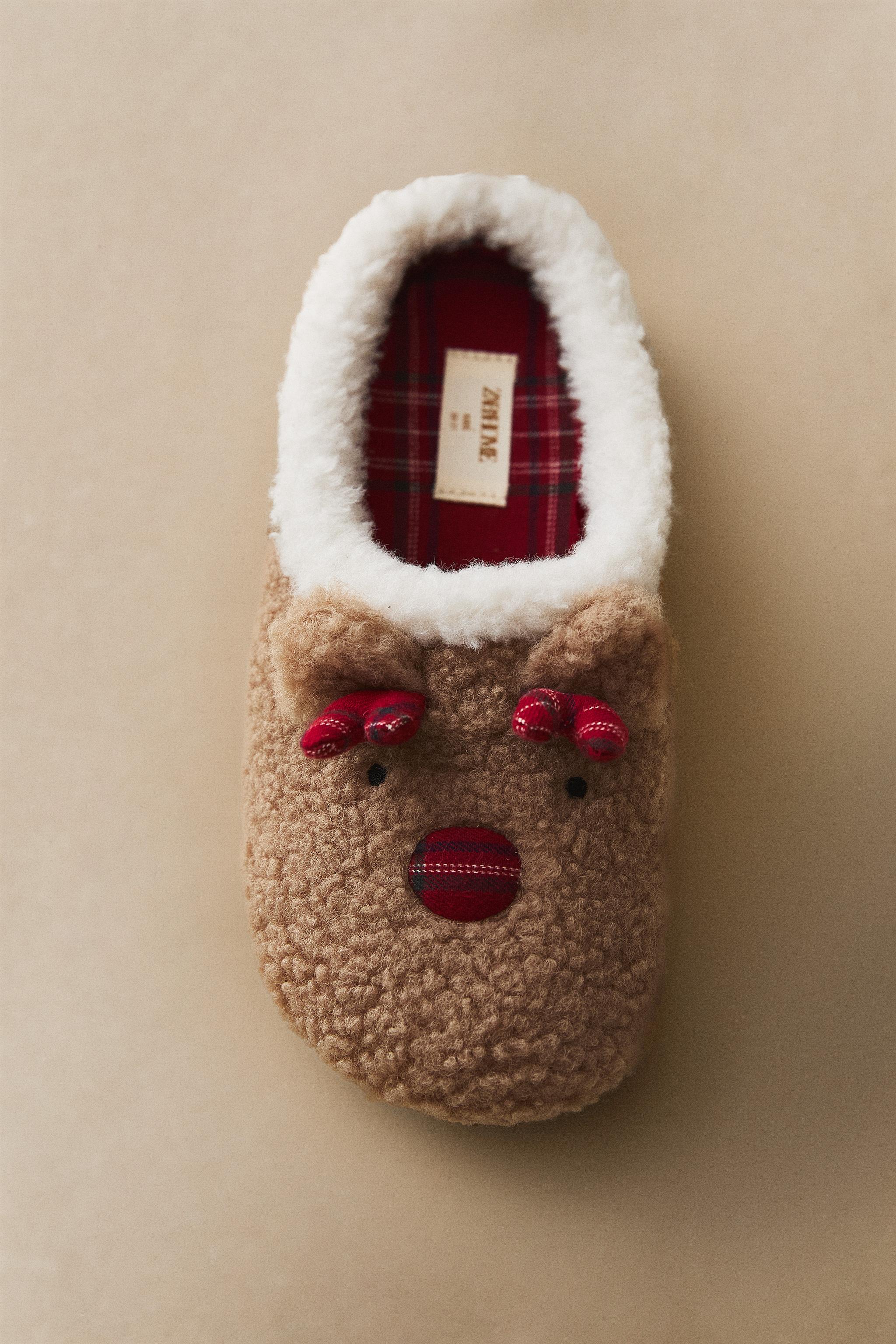 KIDS' REINDEER CHRISTMAS MULE SLIPPERS