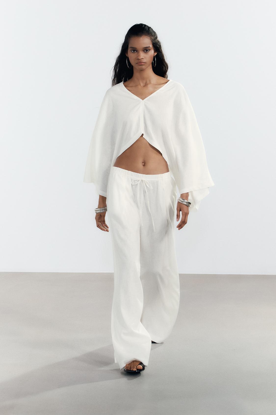 ASYMMETRIC LINEN KIMONO CAPE
