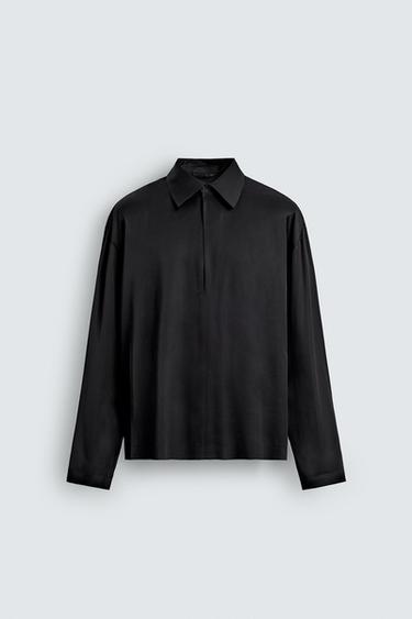 SATIN POLO SHIRT - Black by Zara