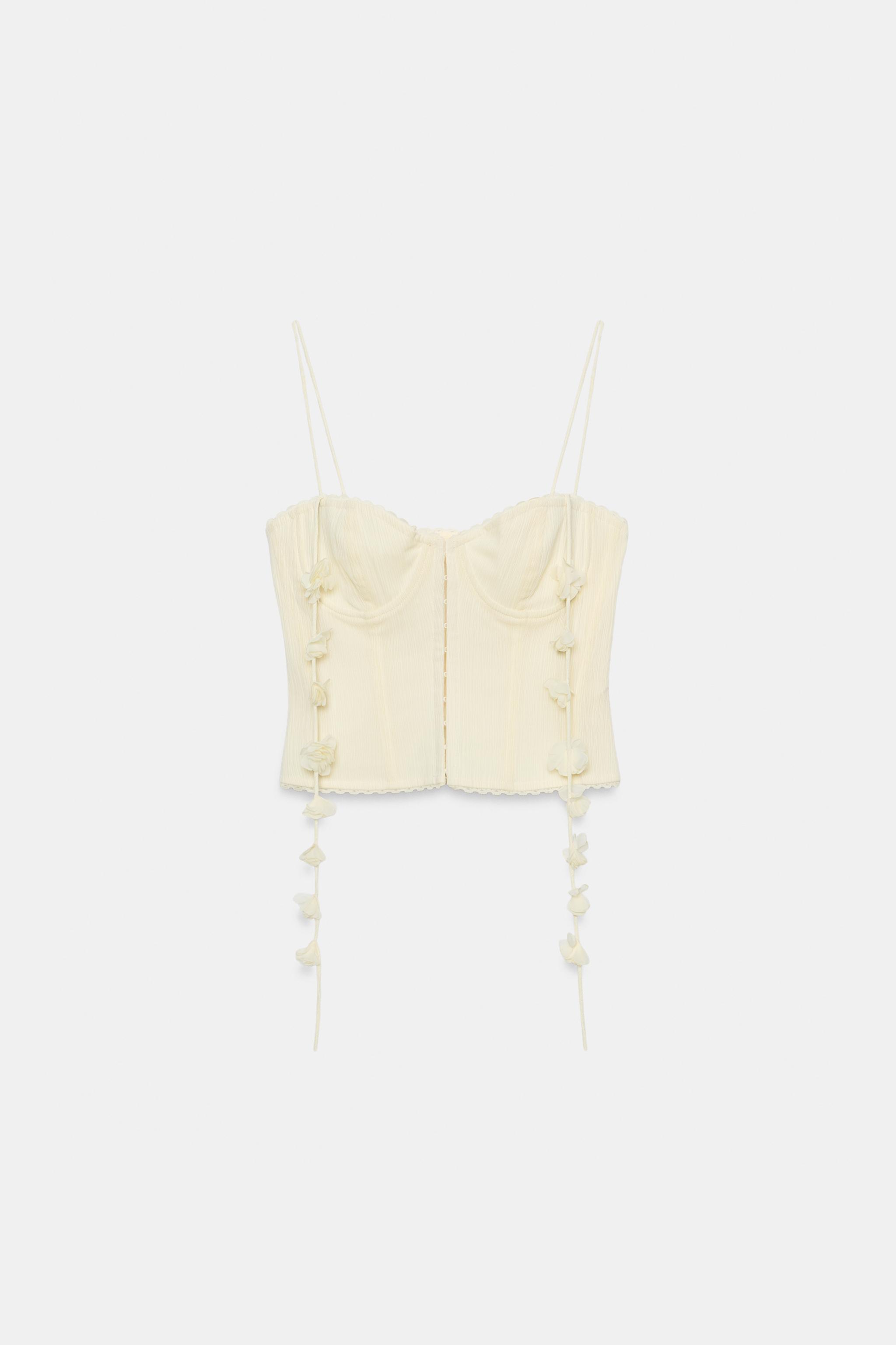 Zara ÇİÇEK DETAYLI KORSE TARZI TOP görsel 5