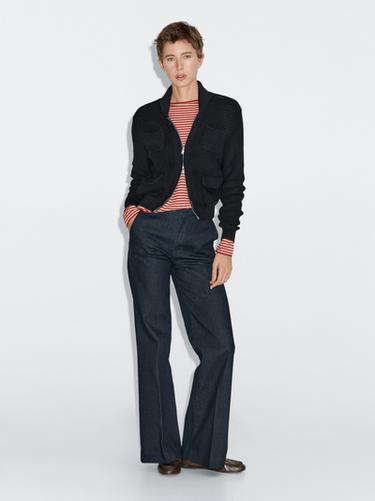 Cardigan en maille à fermeture Éclair - Bleu marine de Zara