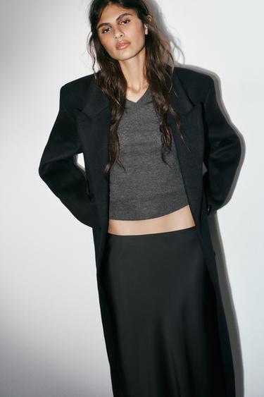 SATIN MIDI SKIRT - Black by Zara