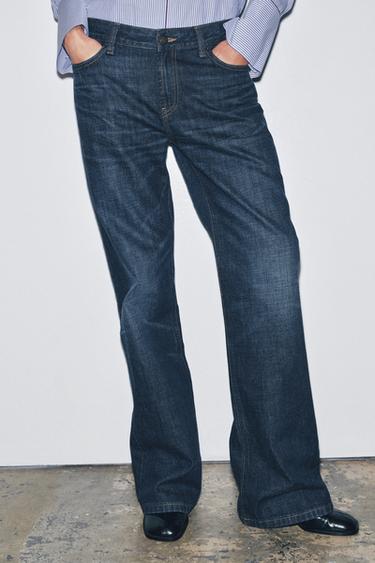 Zara MADALA VÖÖKOHAGA BOOTCUT TEKSAD ZW COLLECTION - Sinine