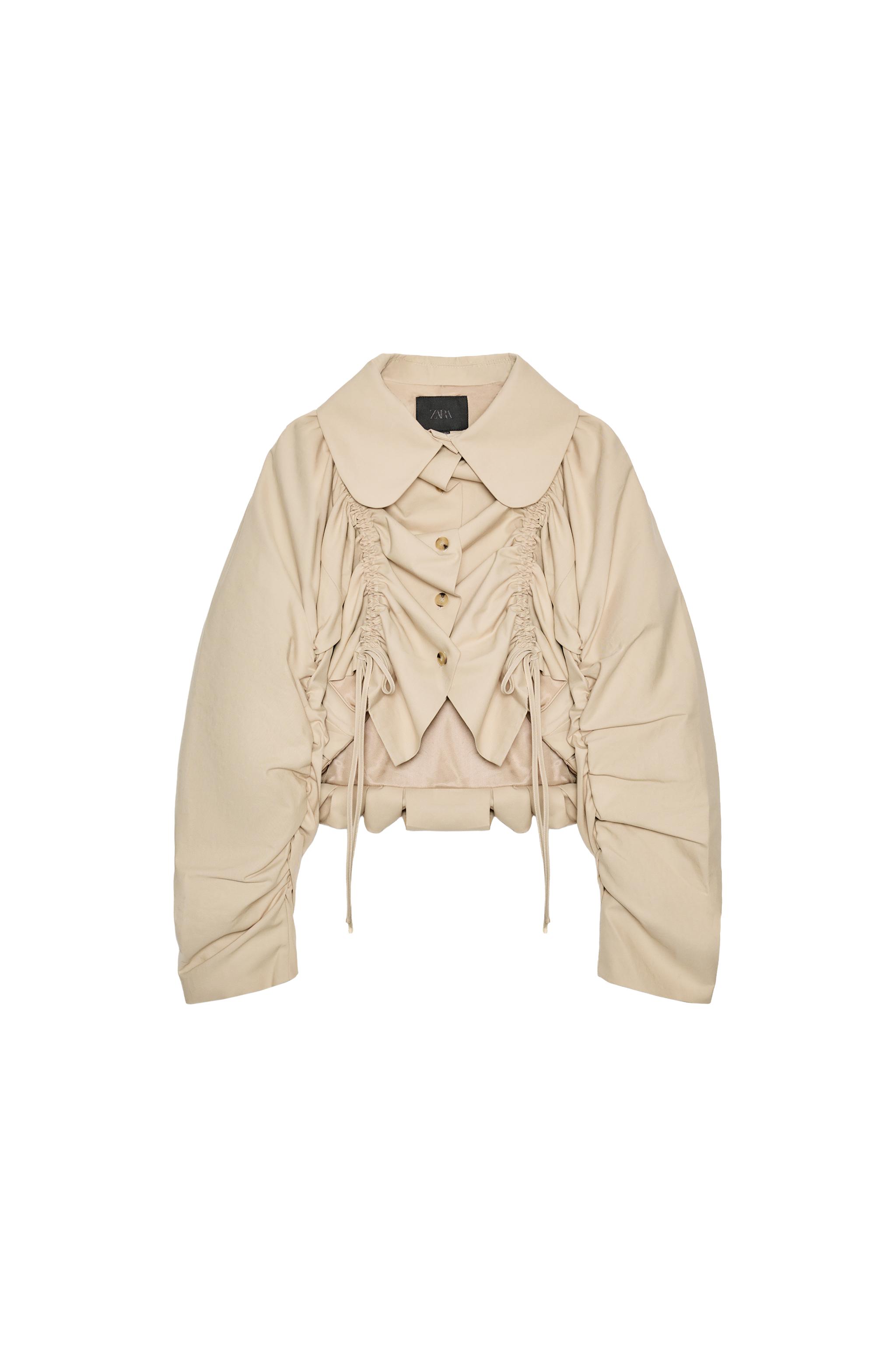 RUFFLED CROPPED TRENCH COAT - Beige | ZARA Canada