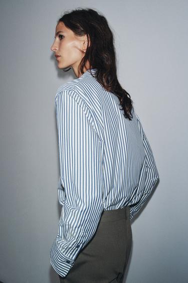 ZW COLLECTION STRIPED FLOWING SHIRT - Blue/White by Zara - Image 2