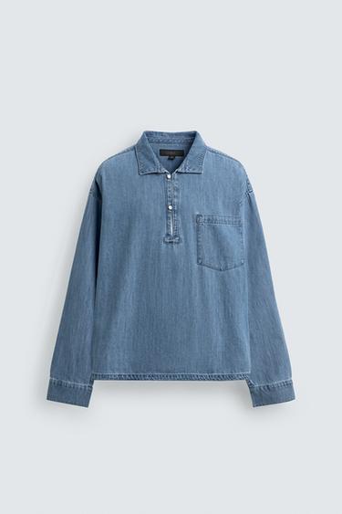 Zara 休閒版POLO衫 - 淡藍色