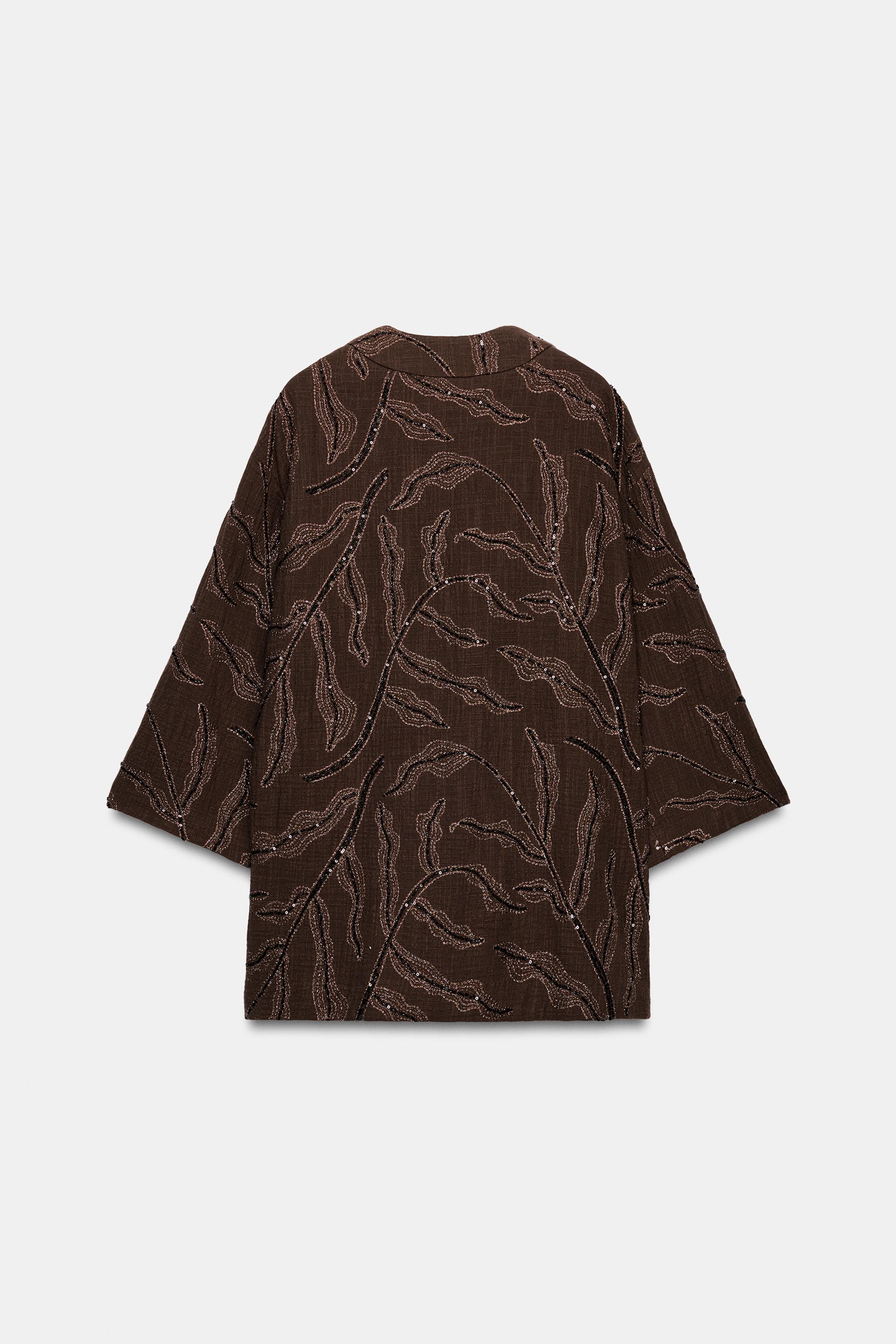 SEQUIN METALLIC THREAD KIMONO JACKET