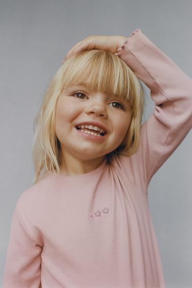 RIB-PAITA, BRODEERATTU YKSITYISKOHTA - Light pink Zaralta