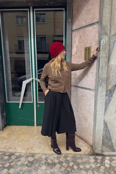 COVERED BUTTON KNIT CARDIGAN - Dark mink by Zara - Image 0