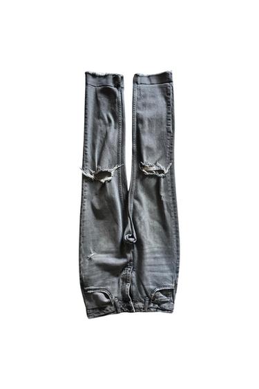 SLIM STRAIGHT JEANS WITH KNEE RIPS