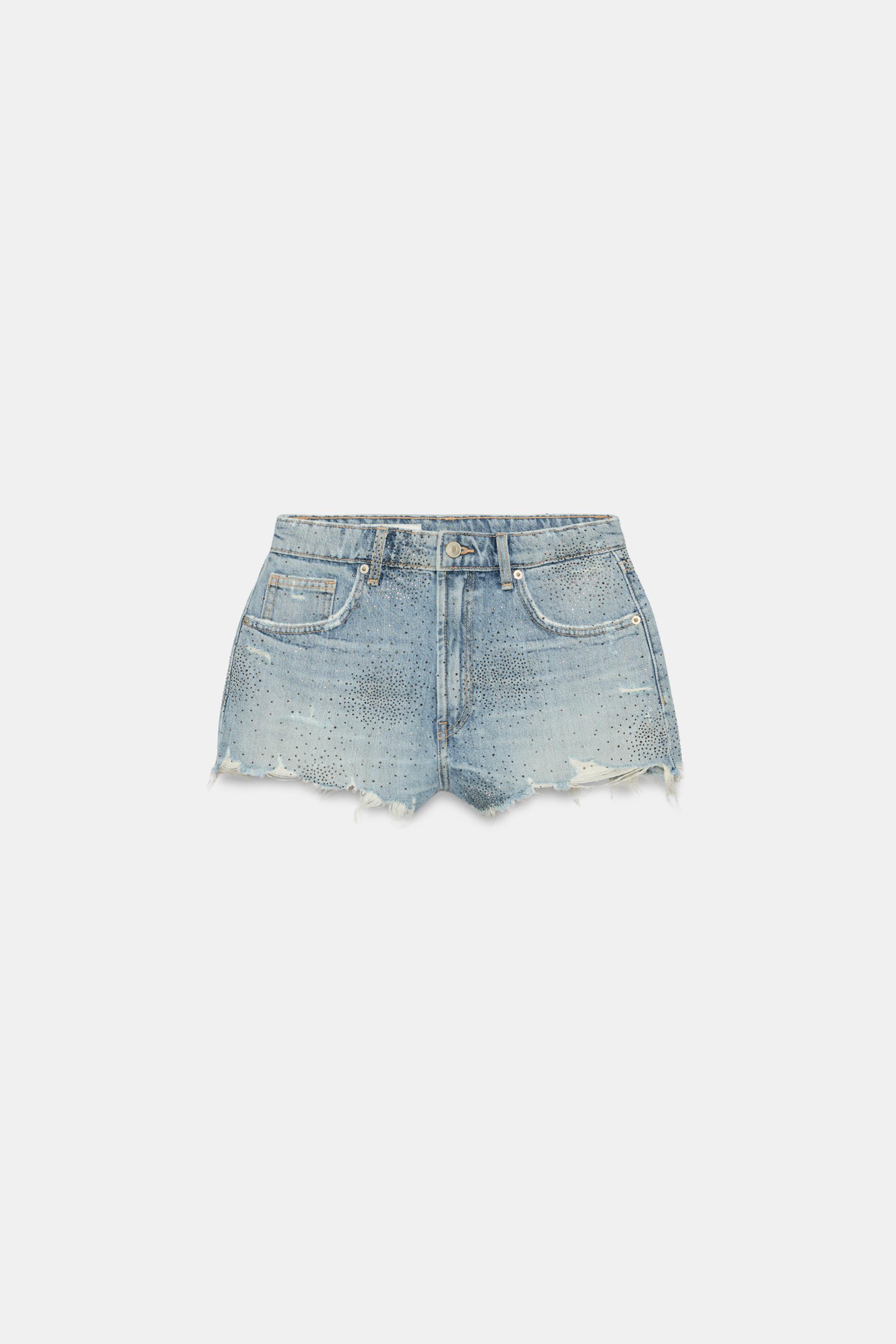 CURVED HI-RISE TRF DENIM SHORTS - Blue | ZARA Spain