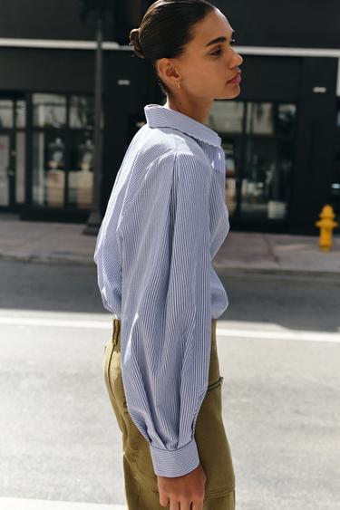 CAMISA ALGODÓN RAYAS - Crudo / Azul de Zara