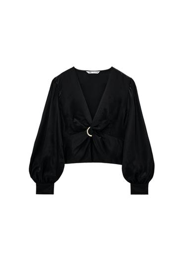 SATIN TOP WITH RING DETAIL