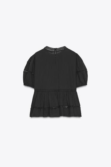 BLOUSE ROMANTIQUE BRODÉE ZW COLLECTION - Noir de Zara - Image 5