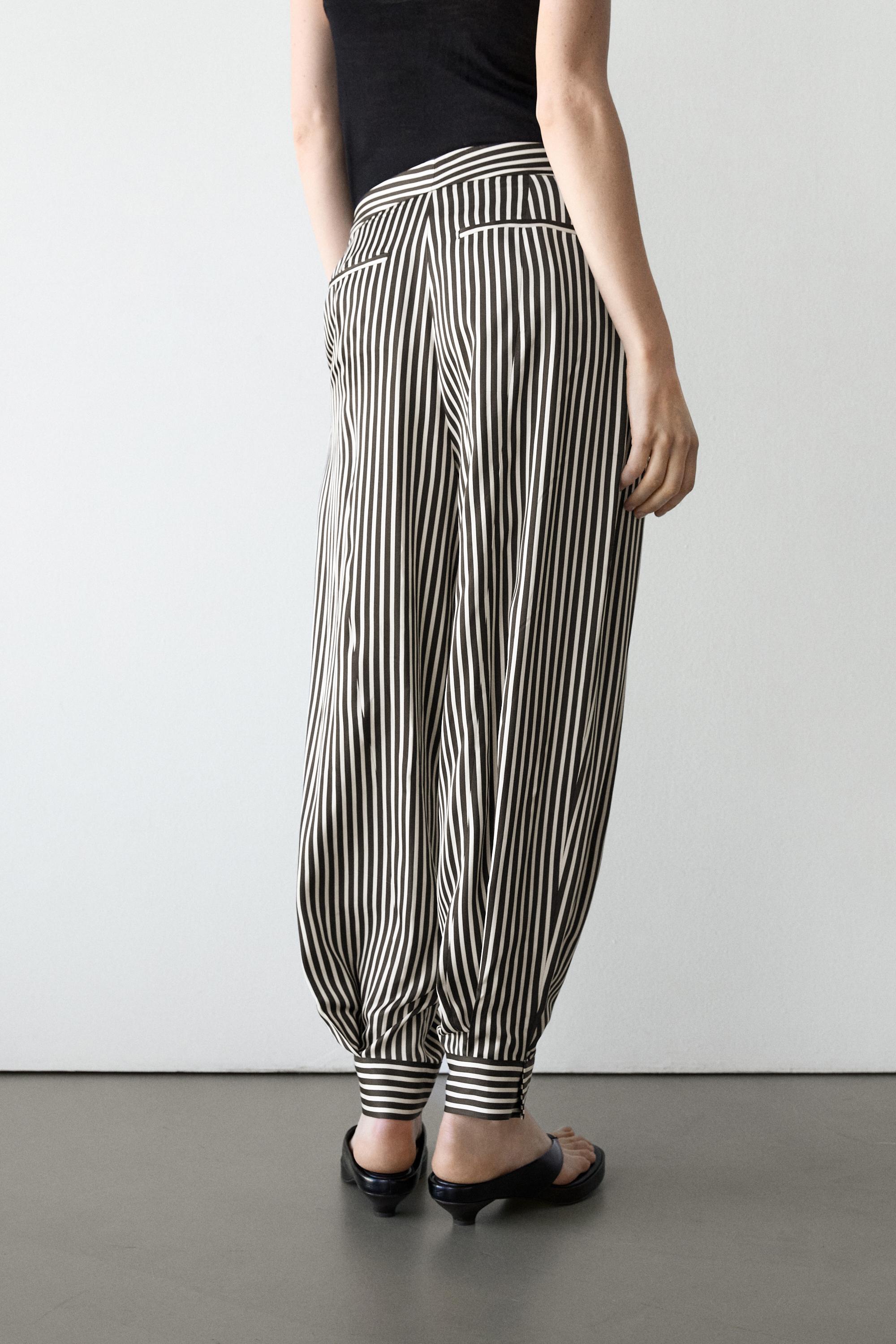 Striped draped pants with darts