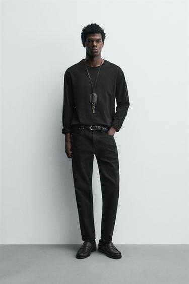 SLIM TAPERED FIT JEANS - Black by Zara
