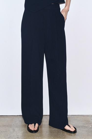 ZW COLLECTION WIDE-LEG DARTED TROUSERS - Navy blue by Zara