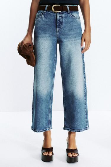 JEANS Z.10 CULOTTE TIRO ALTO CINTURÓN - Azul medio de Zara