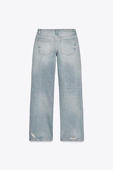 TRF LOW-RISE WIDE-LEG RIPPED JEANS - Blue grey by Zara - Image 5