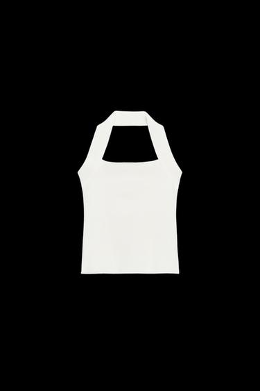 TOP HALTER STRETCH - Blanco de Zara
