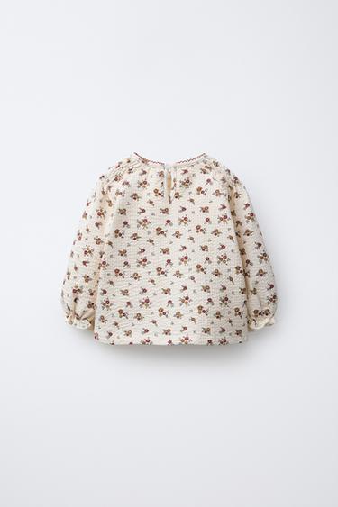 FLORAL GAUZE T-SHIRT - Ecru by Zara - Image 1