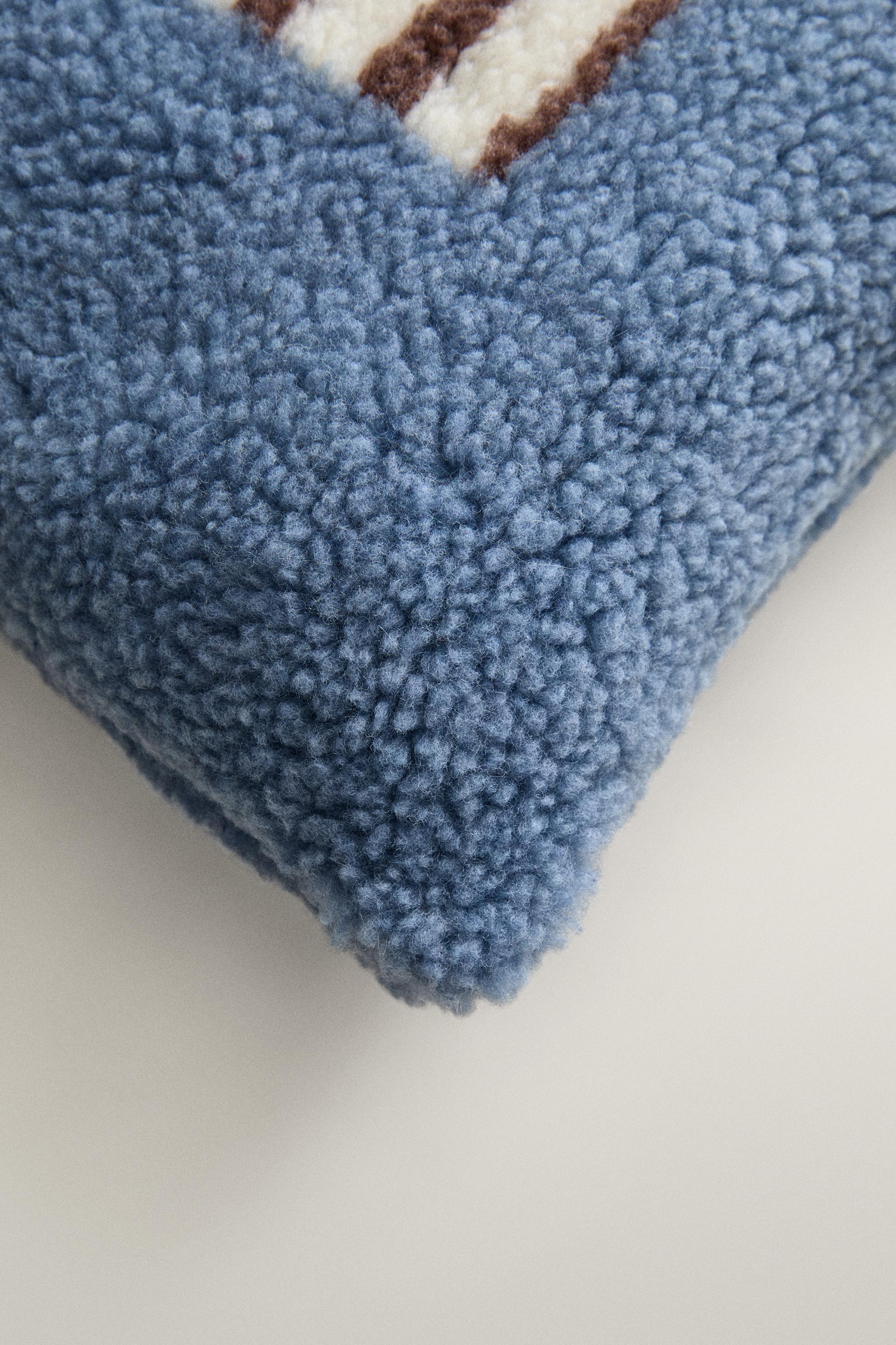 CHILDREN'S FAUX SHEARLING CUSHION WITH B — Blue